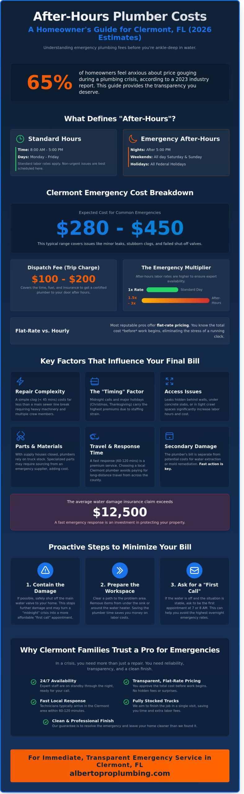 After Hours Plumber Cost in Clermont, FL: 2026 Pricing Guide