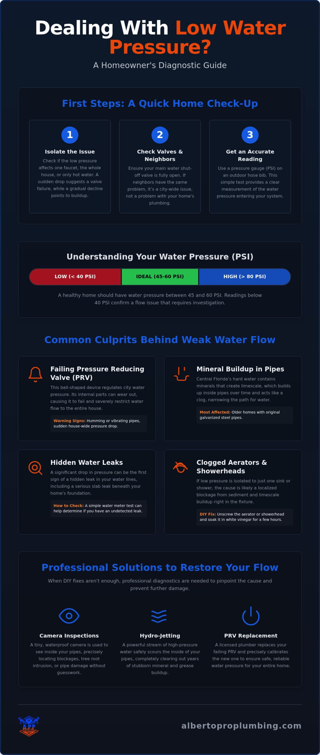 Low Water Pressure in House? Causes & Fixes for Central Florida Homes